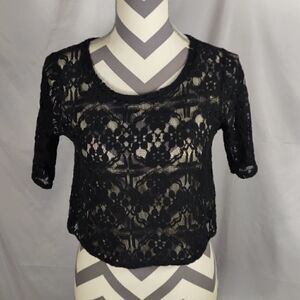 Abercrombie & Fitch Black Lace Cropped Top